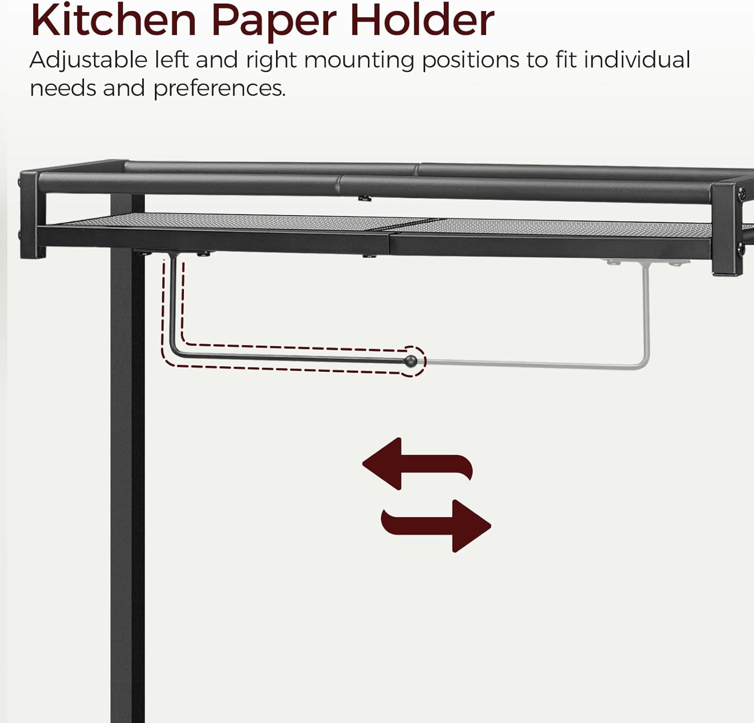 MAHANCRIS Bakers Rack with Storage, Microwave Stand with Paper Holder, Bakers Rack with Power Outlet, Coffee Bar Station with 6 Hooks, for Kitchen, Dining Room, Rustic Brown and Black BRHR36E01
