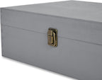 makerflo XL Grey Pine Wood Memory Box with Black Felt Inside, Hinged with Clasp, Keepsake Wooden Box Ideal for Craft and Personalization (Laser Engraving, Epoxy, UV DTF, and Vinyl) – Pack of 12