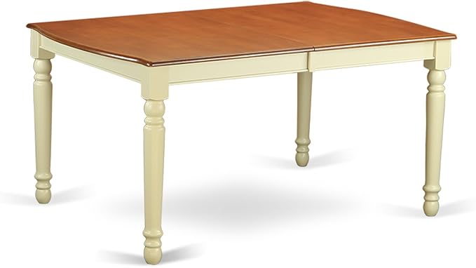 East West Furniture DOCL9-BMK-W 9 Piece Dining Table Set Includes a Rectangle Dining Room Table with Butterfly Leaf and 8 Wood Seat Chairs, 42x78 Inch, Buttermilk & Cherry