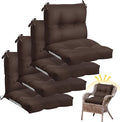 Geetery Outdoor Chair Cushions Set of 4 for Patio Lawn Furniture Wicker Rocking Dining Chairs 42x21x4 Inch High Back Seat Pads Replacement with Ties Weather-resistant Fade-resistant Indoor(Dark Brown)