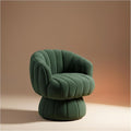 Vanity 360-Degree Swivel Accent Chair - Mid Century Modern Plush Round Makeup Chair, Relaxing Comfy Lounge Sofa Arm Chairs, Idear for Living Room, Bedroom (Green Velvet Fabric)