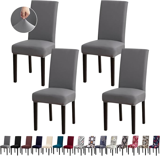 Dining Room Chair Covers - Stretch Kitchen Chair Covers Set of 4, Removable Washable Slipcovers for Home, Hotel, Banquet