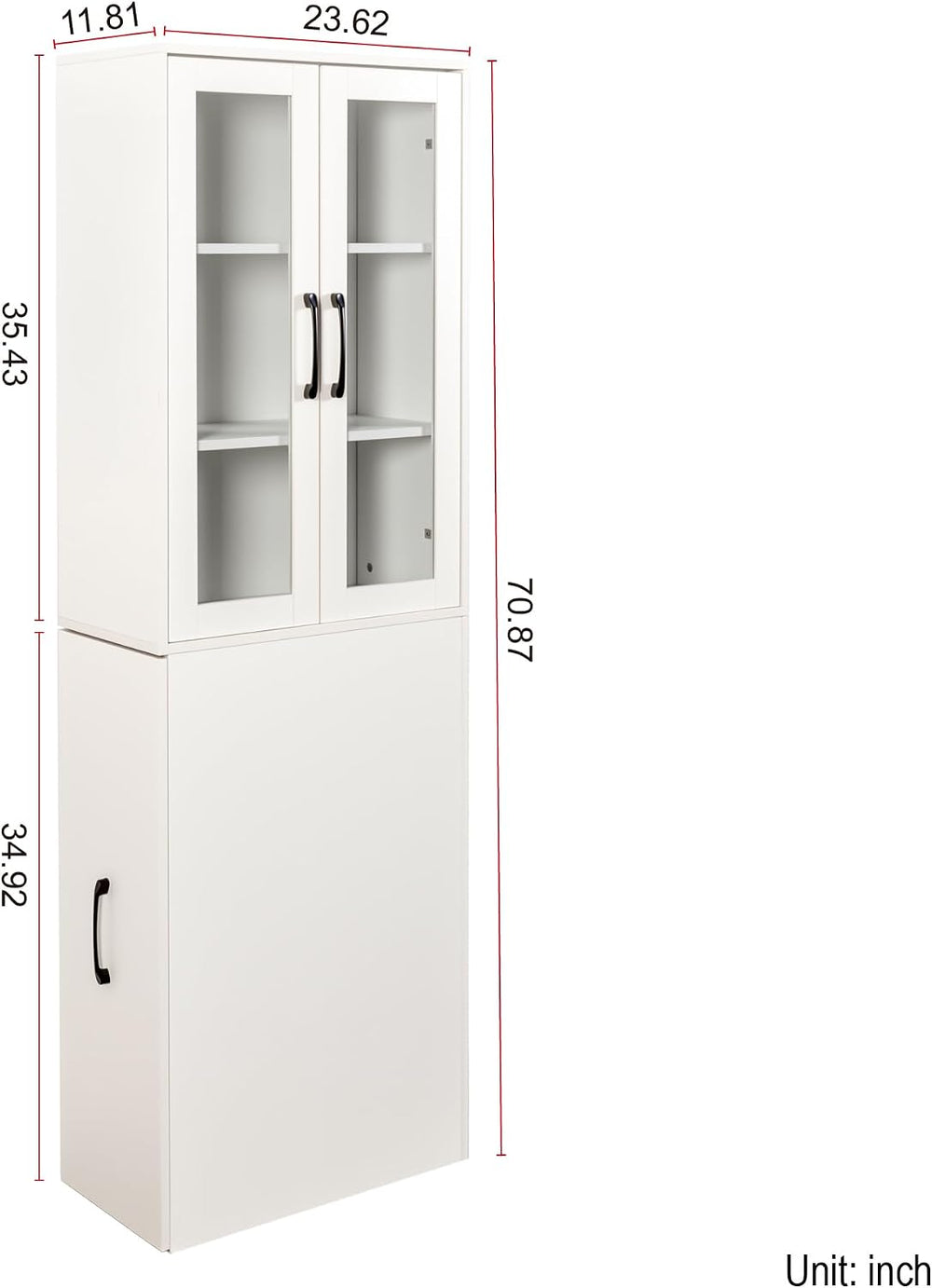 70.87" H Slim Display Storage Cabinet with 4 Tier Multi-Functional Pull-...