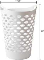 2.2 BUSHEL Flexible Laundry Basket,Tall plastic hamper for Clothes, Bedroom, and Storage - Portable Round Bin with Carry Handles 17.75" x 17.25" x 26", White,Black,3 pack (White)