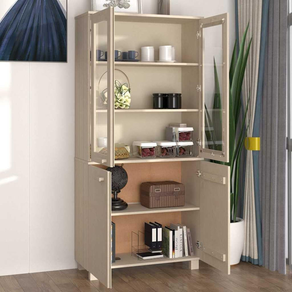 Solid Pine Wood Highboard Honey Brown