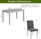 KEIKI 5-Piece Standard Height Dining Table Set with Rectangular Table and 4 Upholstered Chair, for 4 Person, Crystal Decoration Wooden Table Set, Easy Assembly, for Kitchen, Dining Room, Silver Grey