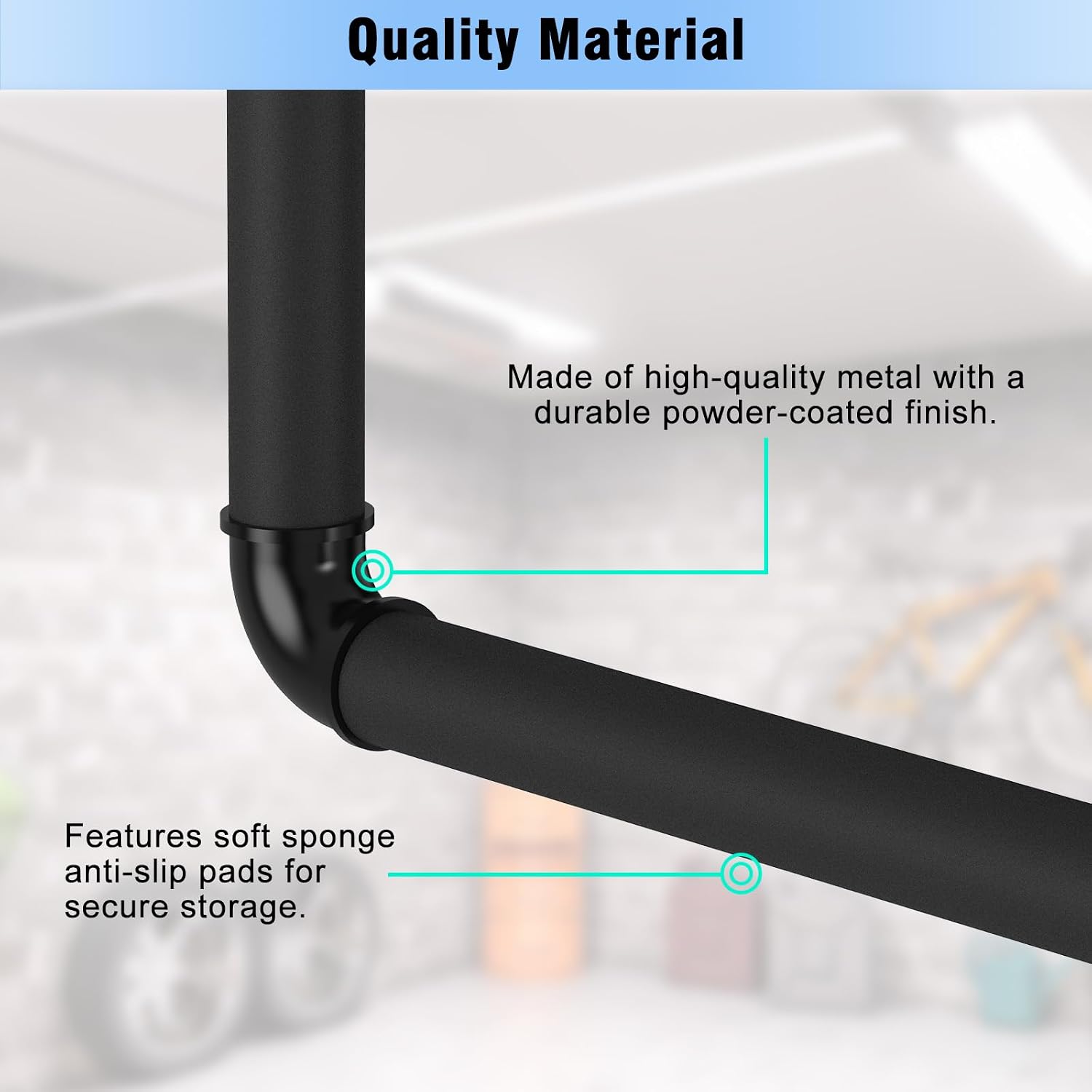 Sunexinlo Surfboard Wall Mount or Ceiling Rack, Heavy-Duty Garage Ceiling Storage Racks with Sponge Pads for Ladder, Surfboard, Snowboard, Paddle Boards, Holds 100 lbs, Black