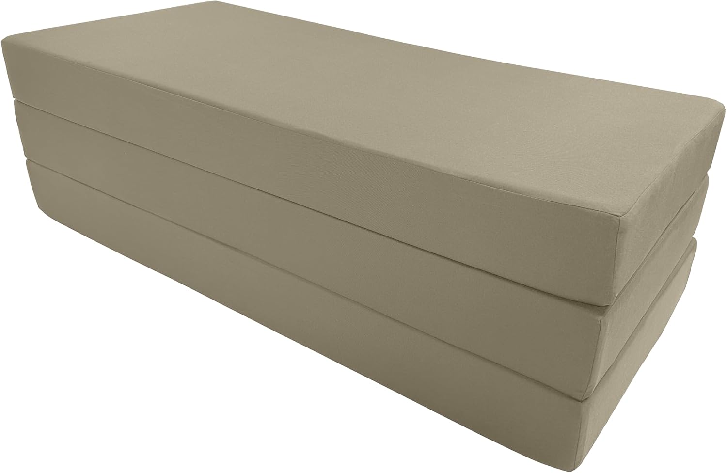 D&D Futon Furniture Trifold Foam Bed, Folding Ottoman Mattress (Tan, Full Size (6 x 54 x 75))
