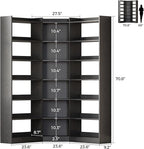 IRONCK Corner Bookshelf, 7-Tier Bookshelf with Storage, Corner Bookcases with Baffles Etagere Shelf for Living Room Home Office Bedroom, Black