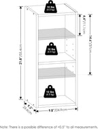 Furinno Fulda Book Shelf, 2-Tier Narrow Storage Cabinet, Bookcase with 10-in Width Storage Shelf, 9.3 x 9.8 x 21.2, for Living Room, Bedroom, Home Office, White