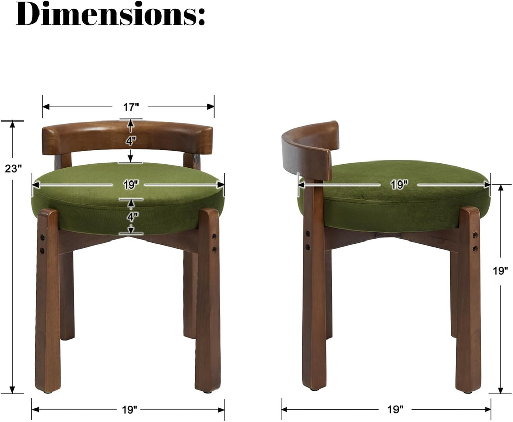 DUOMAY Velvet Vanity Stool with Low Back, Upholstered Round Makeup Stool, Cut...