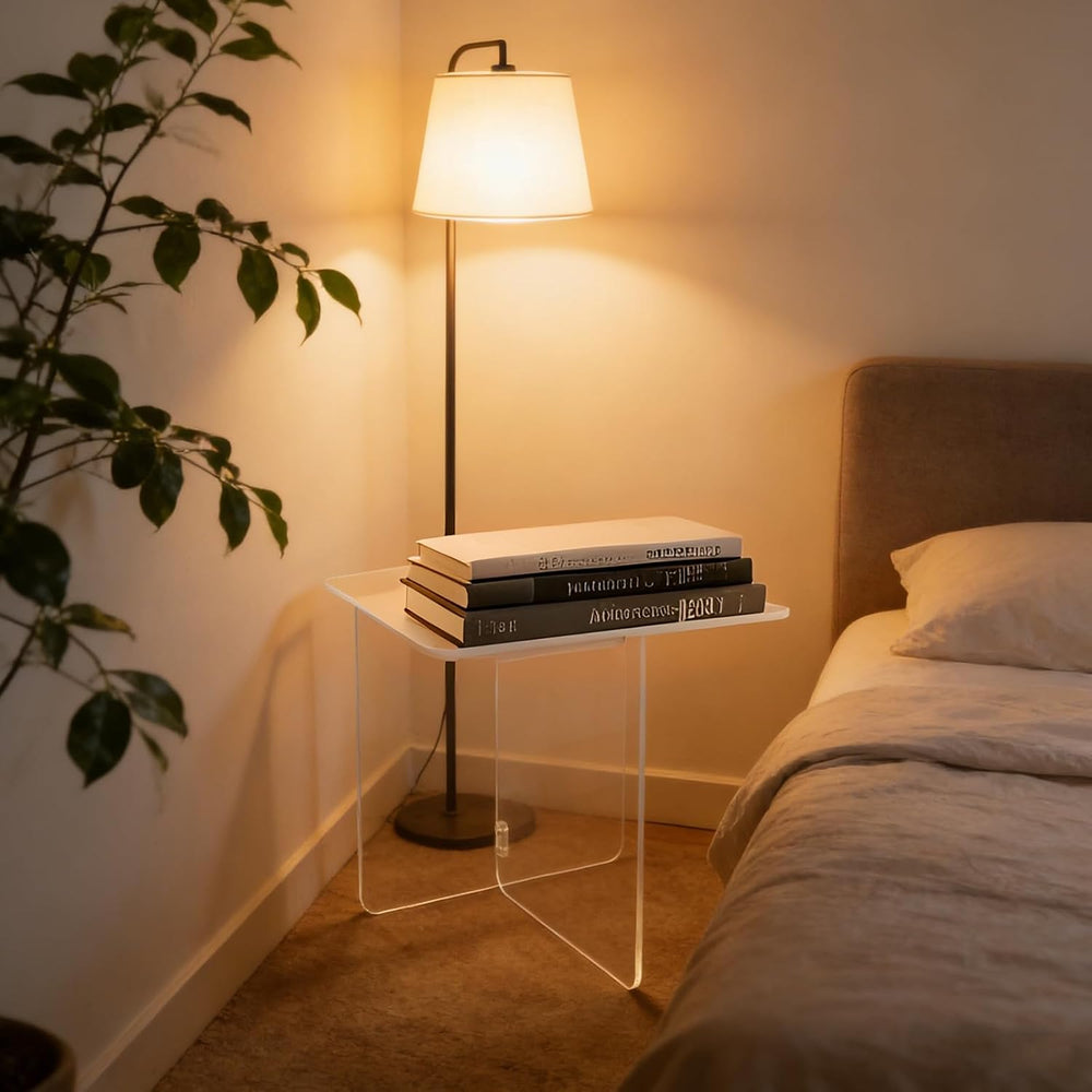 Acrylic Side Table,Clear Nightstand End Table Modern Bedside Table for Living...