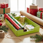 Letter-Size Tray, 2PCS A4 Plastic Stackable Paper Tray, Desk Drawer Organizer for Office, School, Home Storage, and Storage Containers for Christmas Ornaments, Gift Wrap (2X Green)