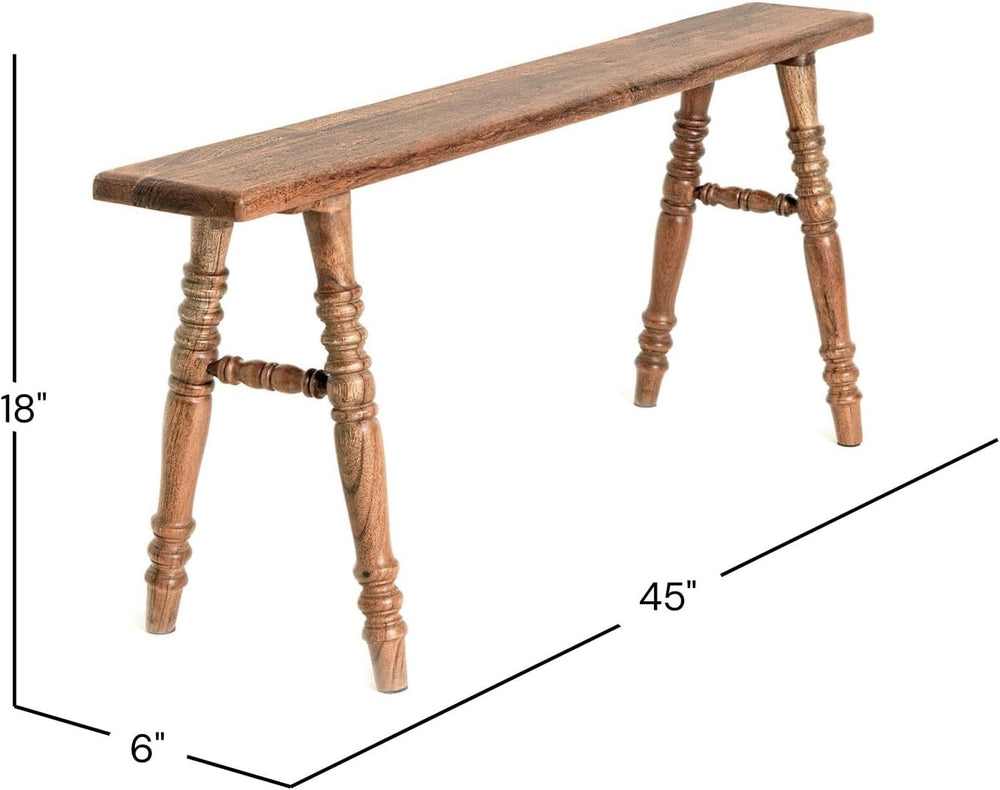 East at Main Skinny Wooden Bench for Entryway Hallway or End of Bed Handmade ...