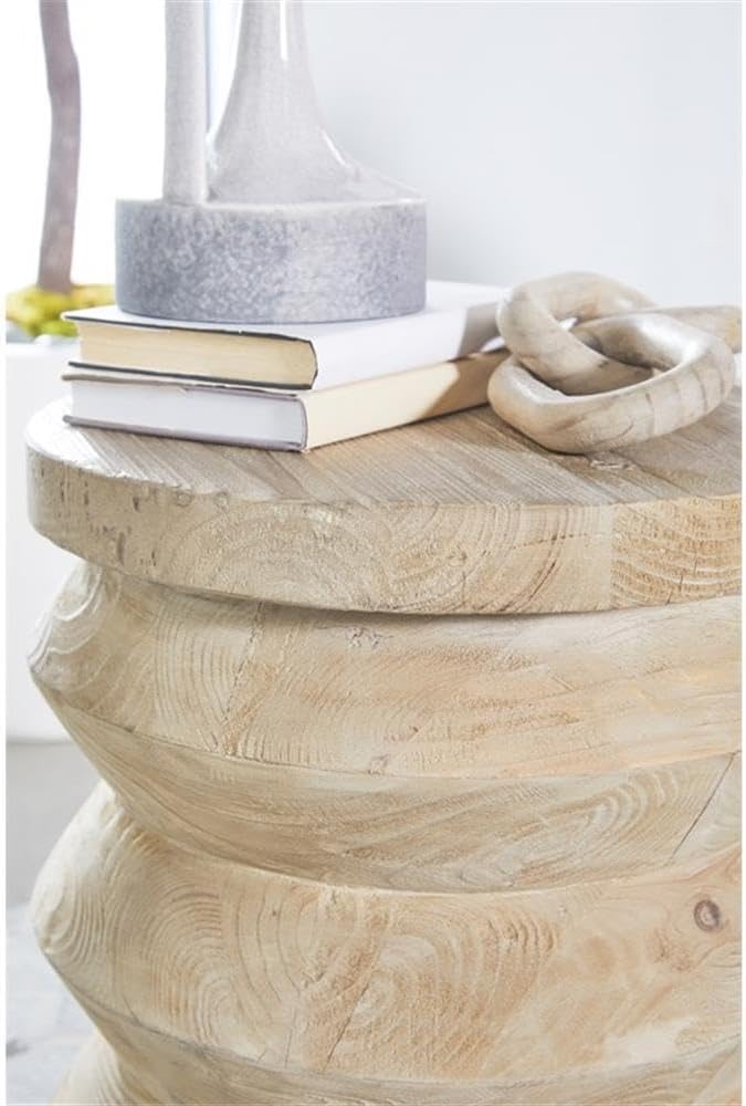 Pemberly Row Modern Transitional Accent Table, Smoke Gray Finish, Solid Recla...