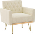 Olela Accent Chair with Arm for Living Room, Velvet Modern Armchair Single Sofa Cozy Tufted Upholstered Reading Side Chairs with Gold Metal Leg for Bedroom Decorate