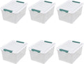 6 Pack 35 Quarts Large Storage Bin with Lid, Clear Plastic Latching Boxes