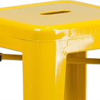 Flash Furniture Commercial Grade 30" High Backless Yellow Metal Indoor-Outdoor Barstool with Square Seat