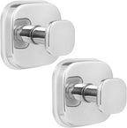 No-Drill Reusable Suction Cup Hooks, Towel, Robe, Loofah, Coat Hook for Glass, Mirror, Tile, Shower, Bathroom, Kitchen & Metal (Smooth, Non-Porous Surfaces) (2, Chrome Polished)