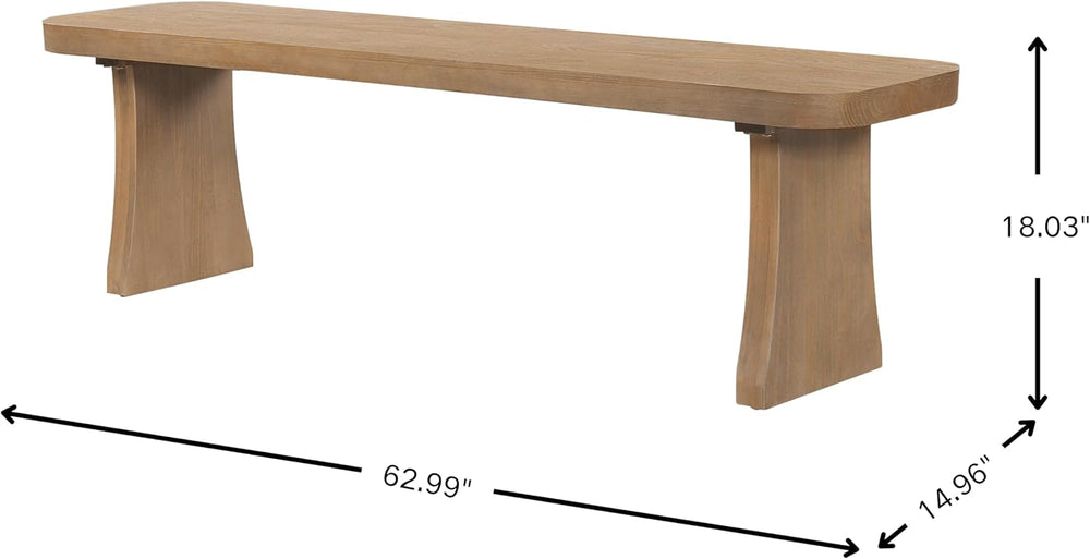 Merax 62.9" Solid Pine Dining Bench with Flared Legs – Rustic Wood Entry...