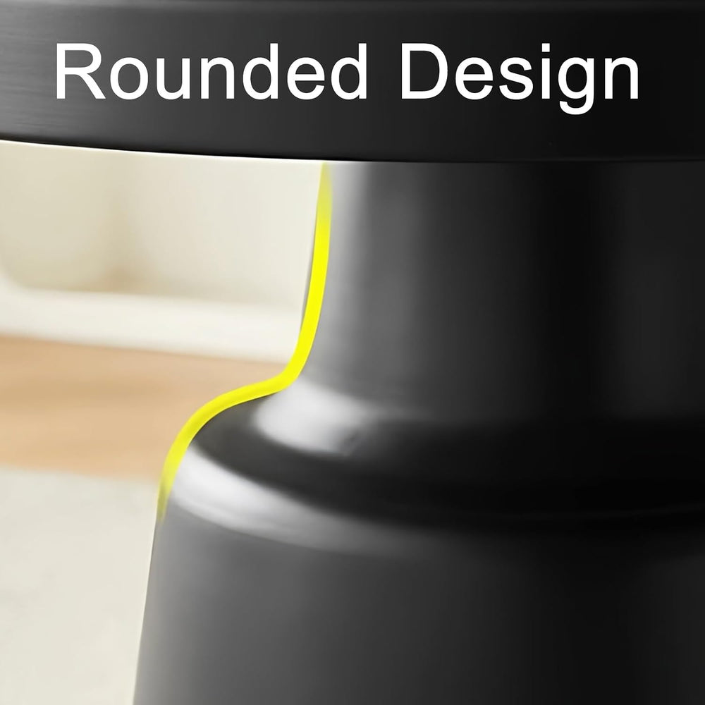 Carbon Steel Round Side Table with Raised Edge, Scratch-Resistant Small end T...