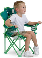 Kids Portable Folding Character Chair (Dinosaur) with Carry Bag - Durable Steel Frame, Built-in Cup Holder