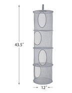 Libeder Mesh Hanging Storage Space Saver Bags Organizer,Foldable Storage Organizer 4 Compartments Toy Storage Basket for Kids Room Bathroom 2 Sets Grey