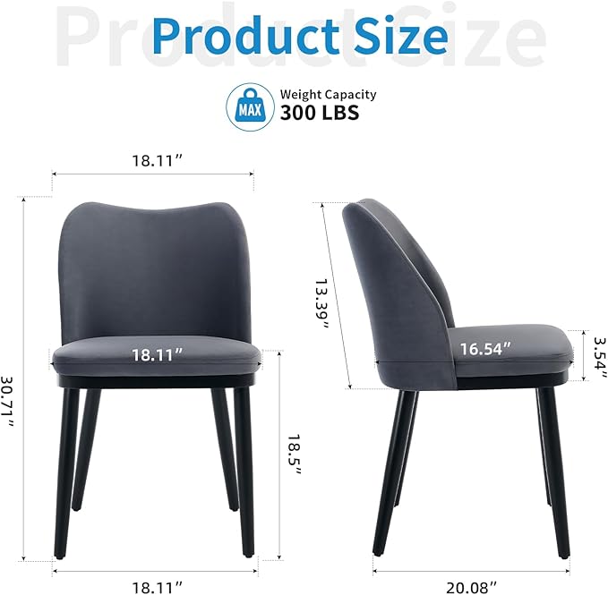 Wooden Dining Chairs Set of 4, Upholstered Kitchen Dining Room Chairs with Padded Seat and Wood Legs, Modern Fabric Side Dinner Chair for Kitchen, Dining Room, Restaurant, Cafe
