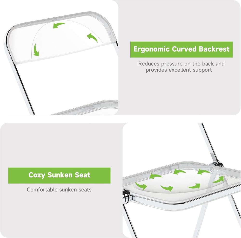 Real Relax Acrylic Folding Chairs,Foldable & Stackable Clear Chairs with ...