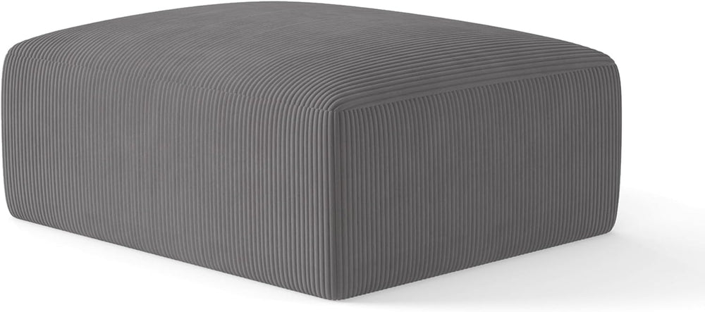 40" Oversized Square Corduroy Ottoman, Large Ottoman Pouf Footstool, Gre...