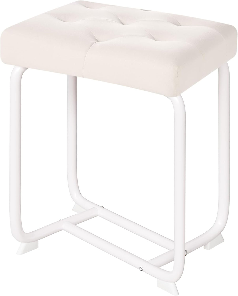 BEWISHOME White Vanity Stool Small Chair for Vanity KFD01W | Leather Makeup V...