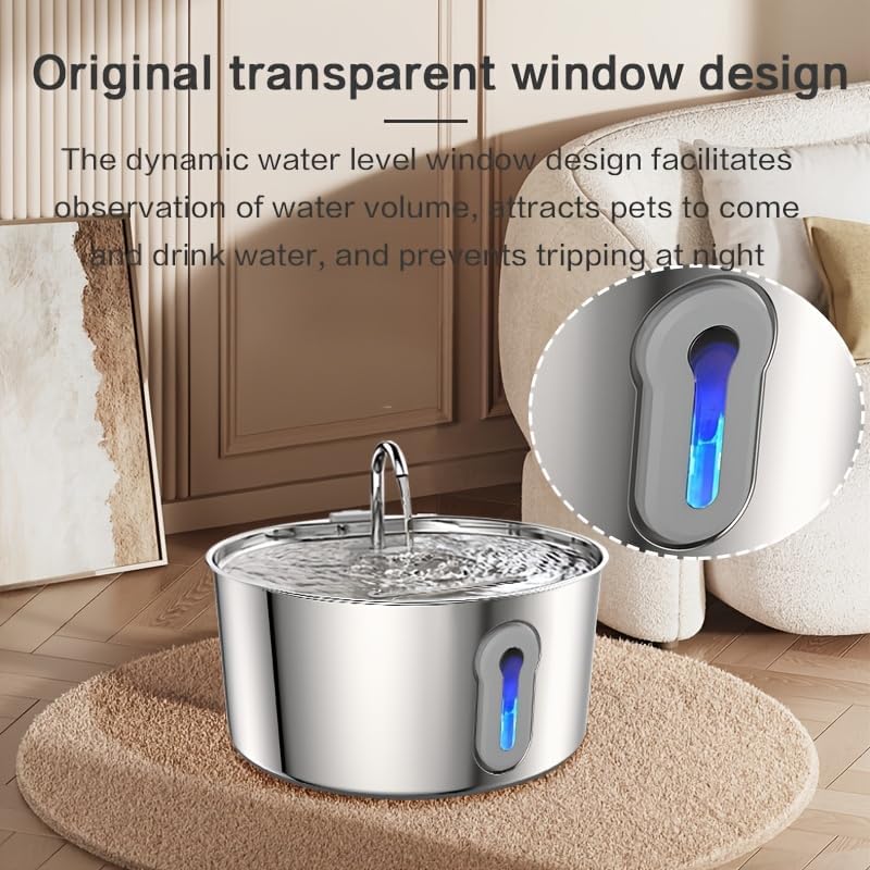 Cat Water Fountain Stainless Steel, Hygienic Drinking Fountain for Cats