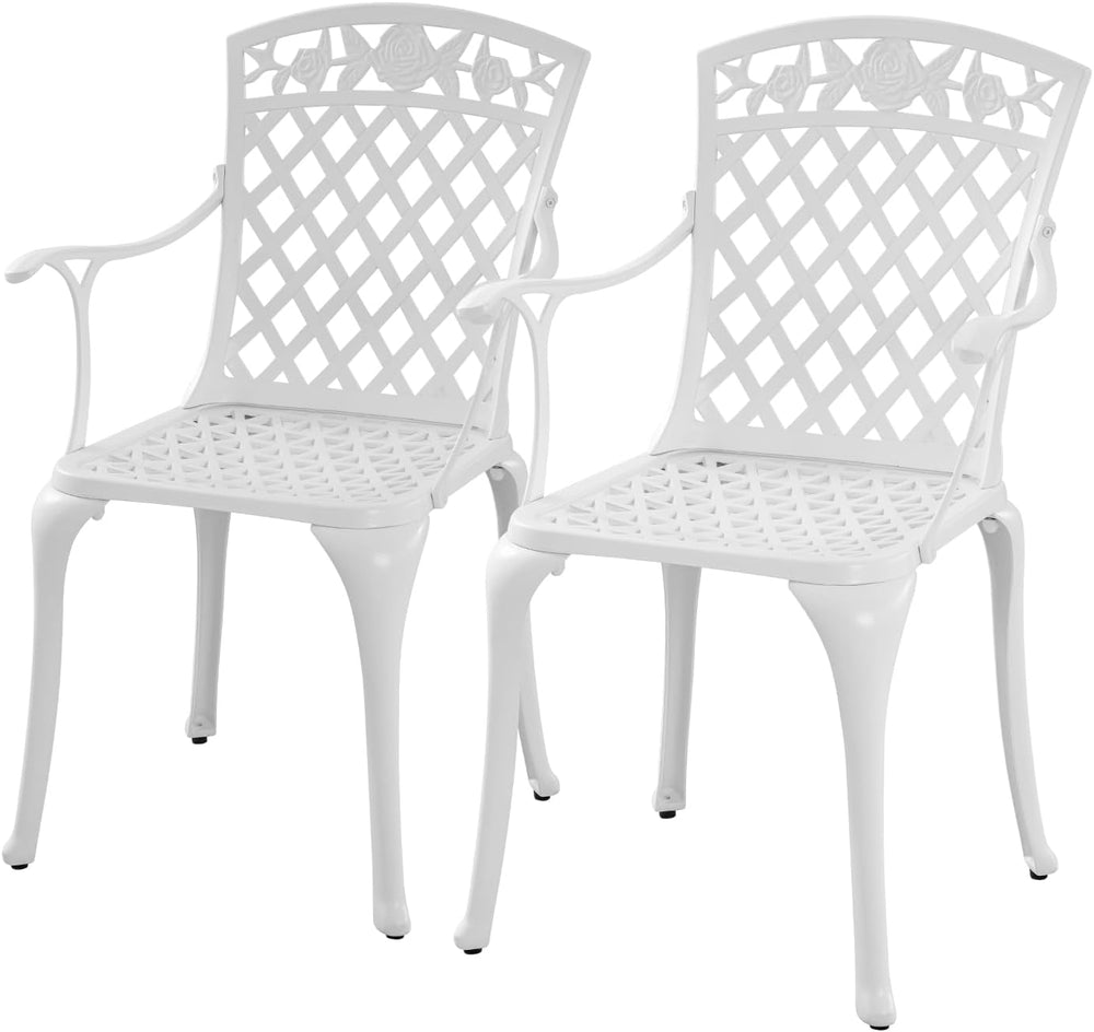 Sturdy Patio Chairs Cast Aluminum Outdoor Dining Chairs with Armrest, Outdoor...