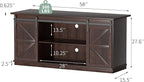 YESHOMY TV Stand for Televisions up to 65 Inches, with Sliding Barn Doors and Storage Cabinets, Console Table and Media Furniture for Living Room, 58 Inch, Espresso