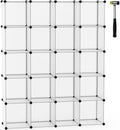 C&AHOME Cube Storage Organizer, 20-Cube Shelves Units, Closet Cabinet, DIY Plastic Modular Book Shelf, Ideal for Bedroom, Living Room, Office, 48.4" L x 12.4" W x 60.6" H Transparent White UPCS20W