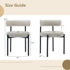 Faux Leather Dining Chairs Set of 6, Upholstered Kitchen and Dining Room Chairs, Mid-Century Modern Dining Chairs with Round Back and Black Metal Legs, Vegan Leather, Beige Grey