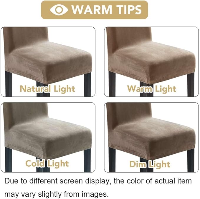 H.VERSAILTEX Dining Chair Covers Stretch for Dining Room Set of 4 Parson Chair Slipcovers Protectors, Soft Thick Solid Velvet Fabric Washable, Taupe
