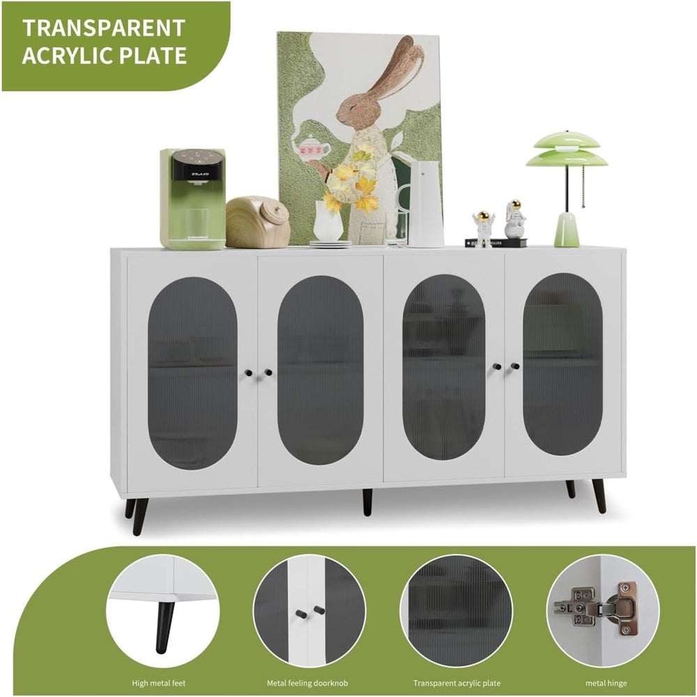 Modern Accent Sideboard Cabinet with Acrylic Doors, Freestanding Storage Cupb...