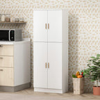 AIEGLE Kitchen Pantry Storage Cabinet with Adjustable Shelves, Kitchen Pantry with 4 Doors, Freestanding Cupboard Storage Organizer Cabinet for Kitchen Living Room, White 61.2" Tall