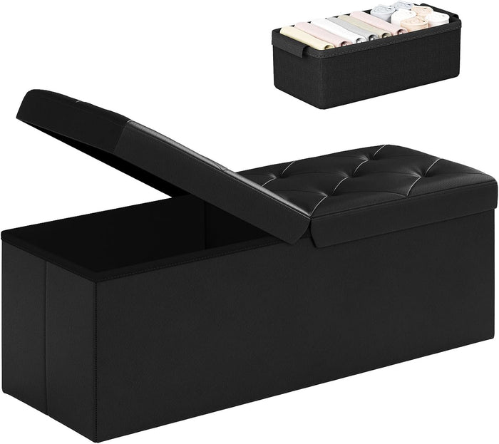 DUMOS 43 Inch Folding Storage Ottoman Bench with Flipping Lid