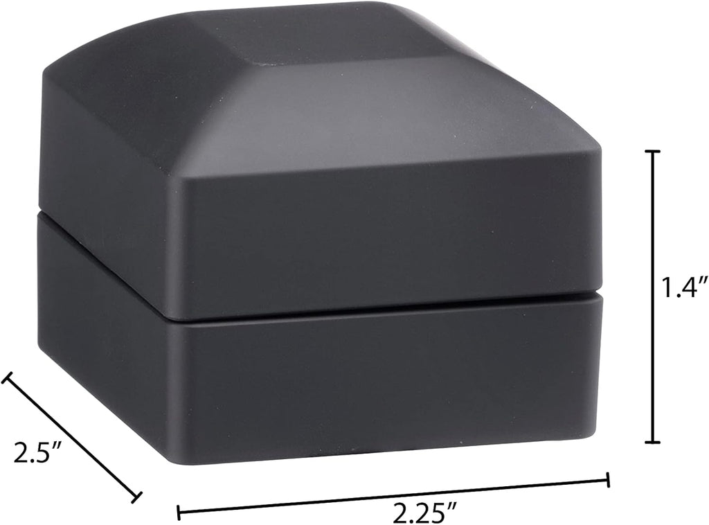 Allure - Luxury Ring Box With LED Light, Square Shaped Elegant Diamond Ring Case, For Unique Proposal, Engagement Or Wedding, Small, Black Velvet Interior Jewelry Display Gift Box For Promise Rings.