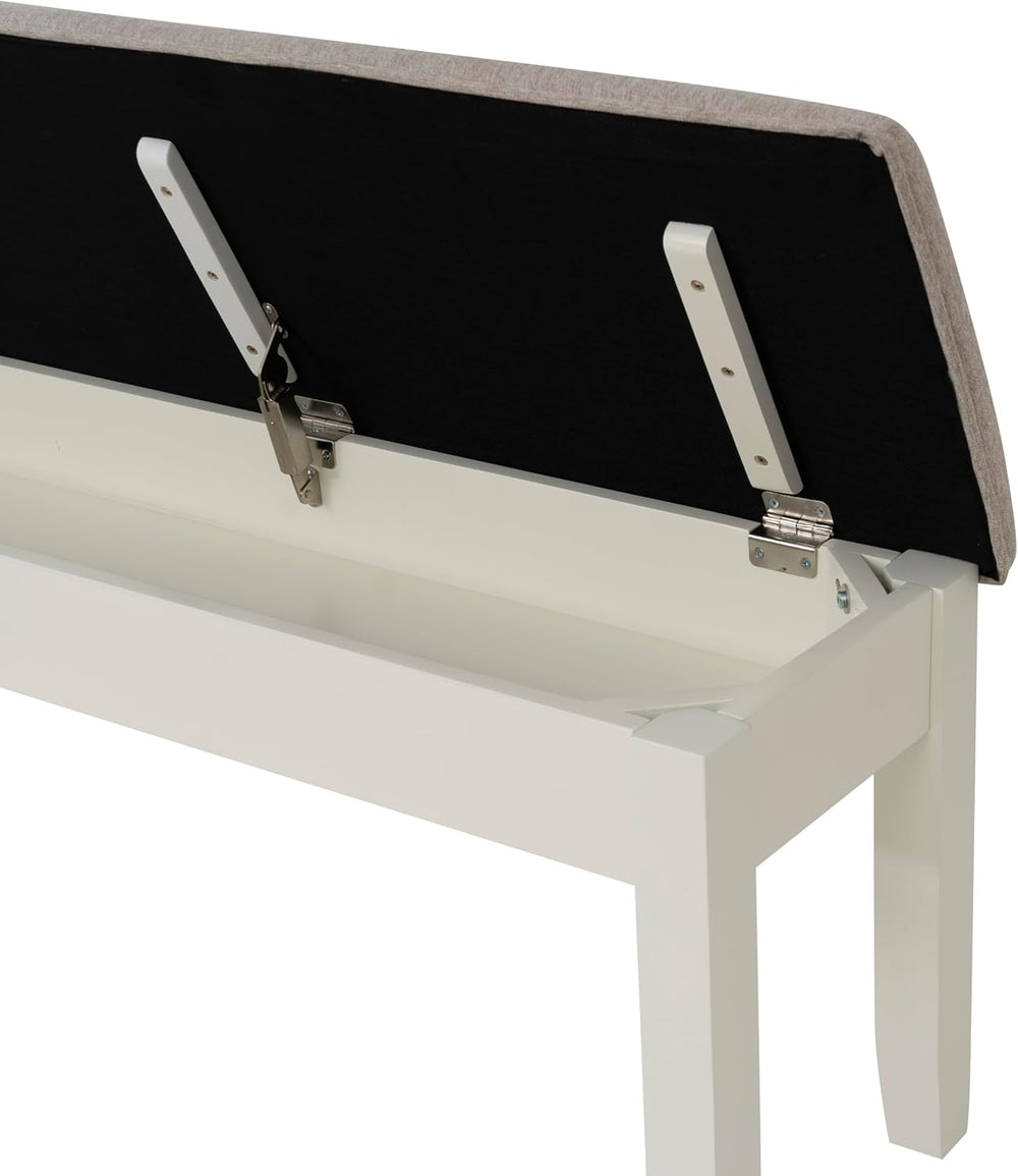 Powell Company Jane Grey Wood Backless Storage Bench with Beige Upholstered Top