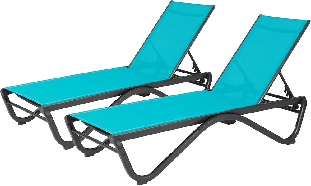 Kozyard Outdoor Chaise Lounge Chair, All Aluminum Frame, Fully Flat Adjustabl...