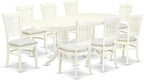 East West Furniture VAVA9-LWH-C 9 Piece Dining Set Includes an Oval Dining Room Table with Butterfly Leaf and 8 Linen Fabric Upholstered Kitchen Chairs, 40x76 Inch, Linen White