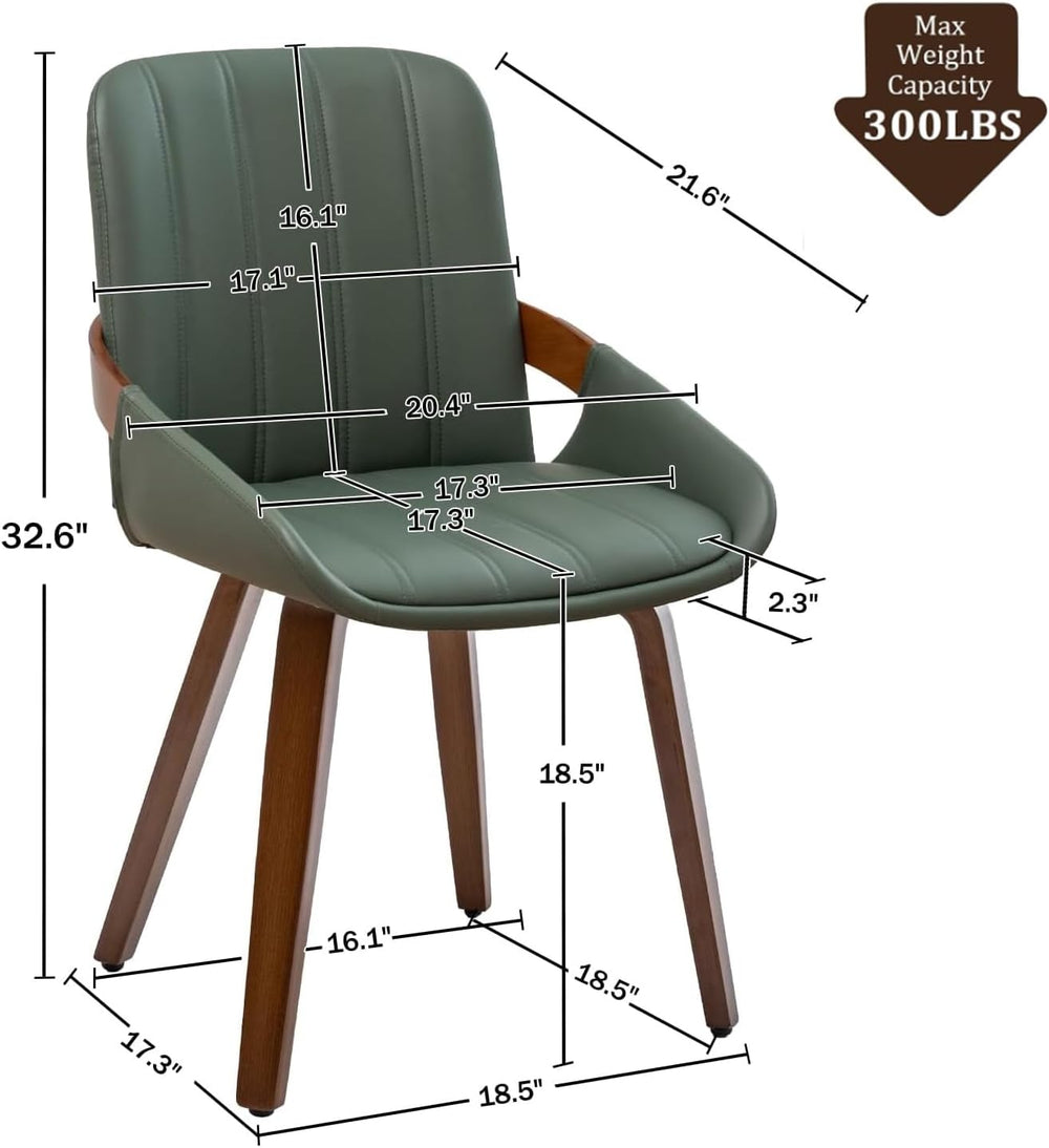 Mid Century Modern Dining Chairs Green Accent Leather Kitchen Chairs,4PCS