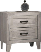 Bedside Table White Wash Finish Striking Elegant 1pc Nightstand Contemporary Style Black Bar Pull 2-Drawers,for Small Spaces
