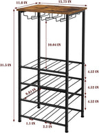 OYEAL Wine Rack Freestanding Floor, Rustic Wine Holder Stand with Wine Storage and Bottle Shelf, 16 Bottles Floor Wine Rack Shelf for Kitchen Dining Room, Office, Bar, Rustic Brown