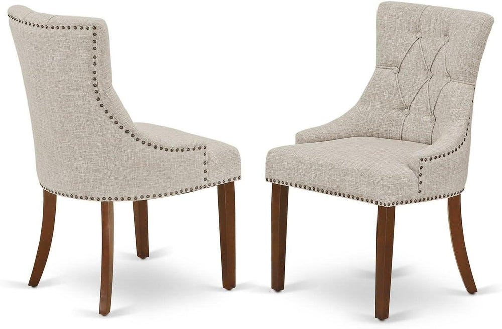 East West Furniture FRP3T05 Friona Parson Dining Chairs - Button Tufted Nailh...
