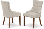 East West Furniture FRP3T05 Friona Parson Dining Chairs - Button Tufted Nailhead Trim Doeskin Linen Fabric Upholstered Chairs, Set of 2, Mahogany