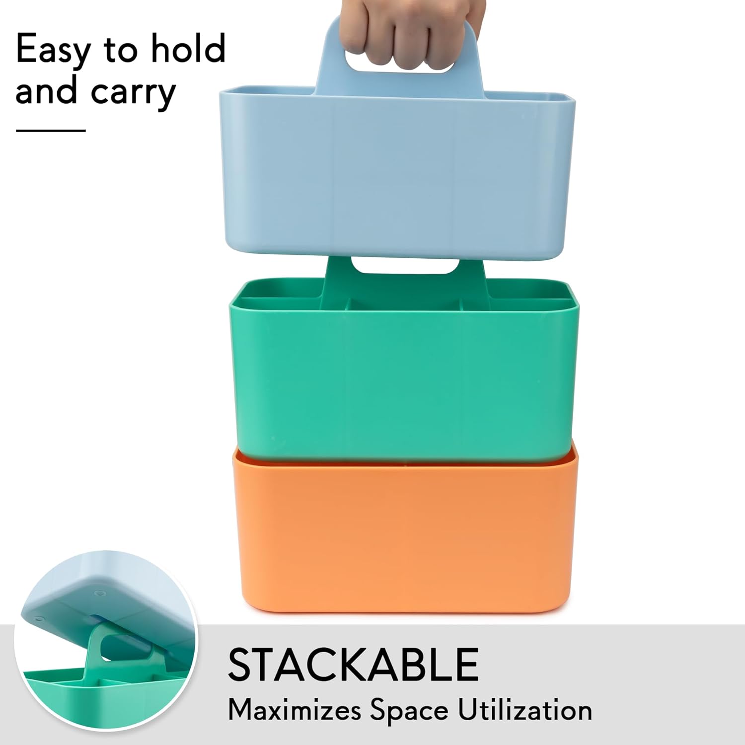 Tiawudi 2 Pack Caddy Organizer with Handle, Portable Plastic Caddy, Storage Organization for Cleaning, Bath, Makeup, Art, Craft, Stationery, Classroom and Office, Tote Organizer